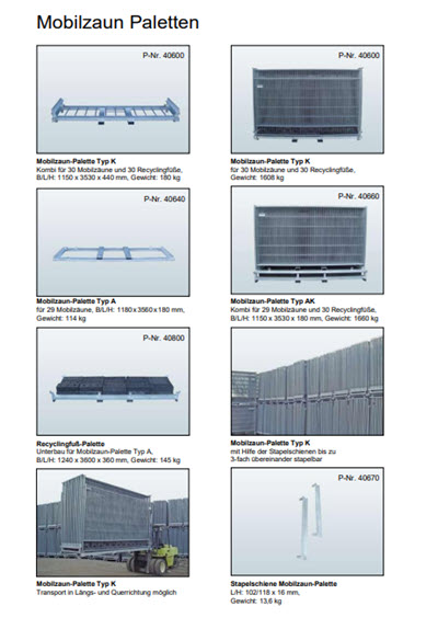 Mobilzäune und Bauzäune mobilzaun-Paletten