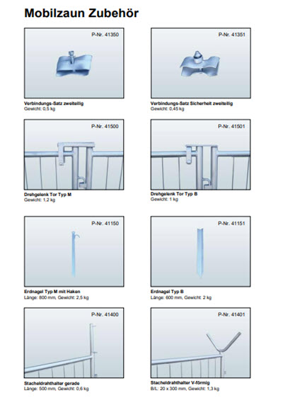 Mobilzäune und Bauzäune mobilzaun-Zubehoer
