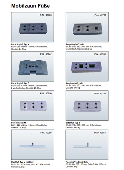 Mobilzäune und Bauzäune mobilzaun-fuesse